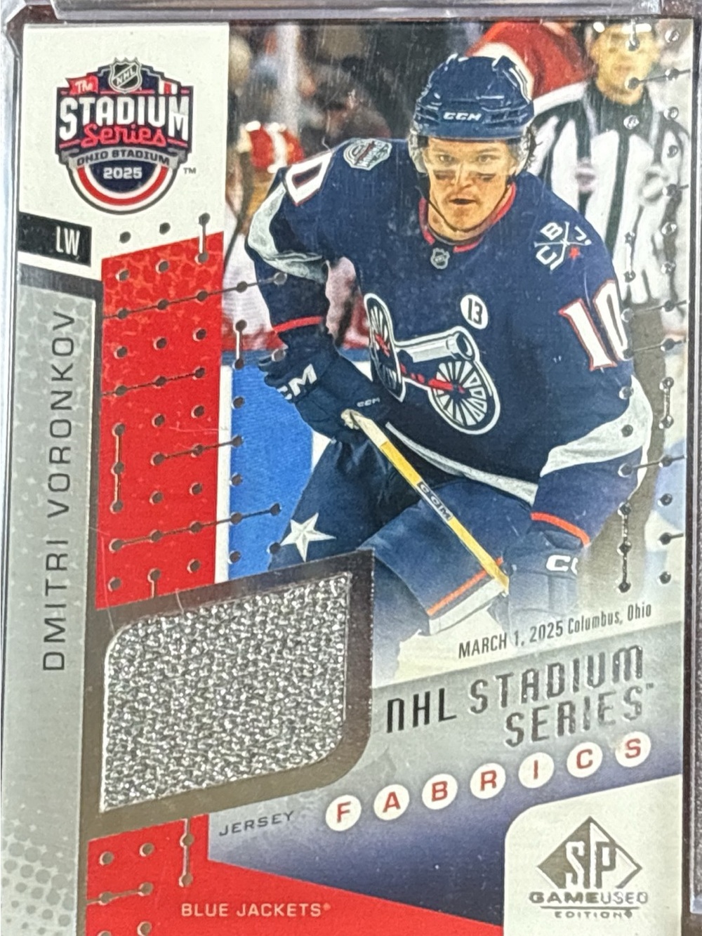 SP Game Used NHL Stadium Series Dmitri Voronkov Hockey Trading Card - Mem
